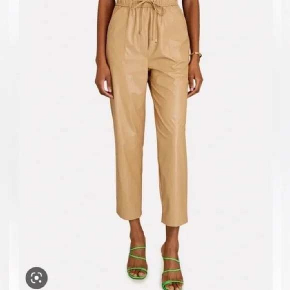Intermix Pants Womens 4 Kiston Faux Leather Pull On Brown Tan Ankle Vegan